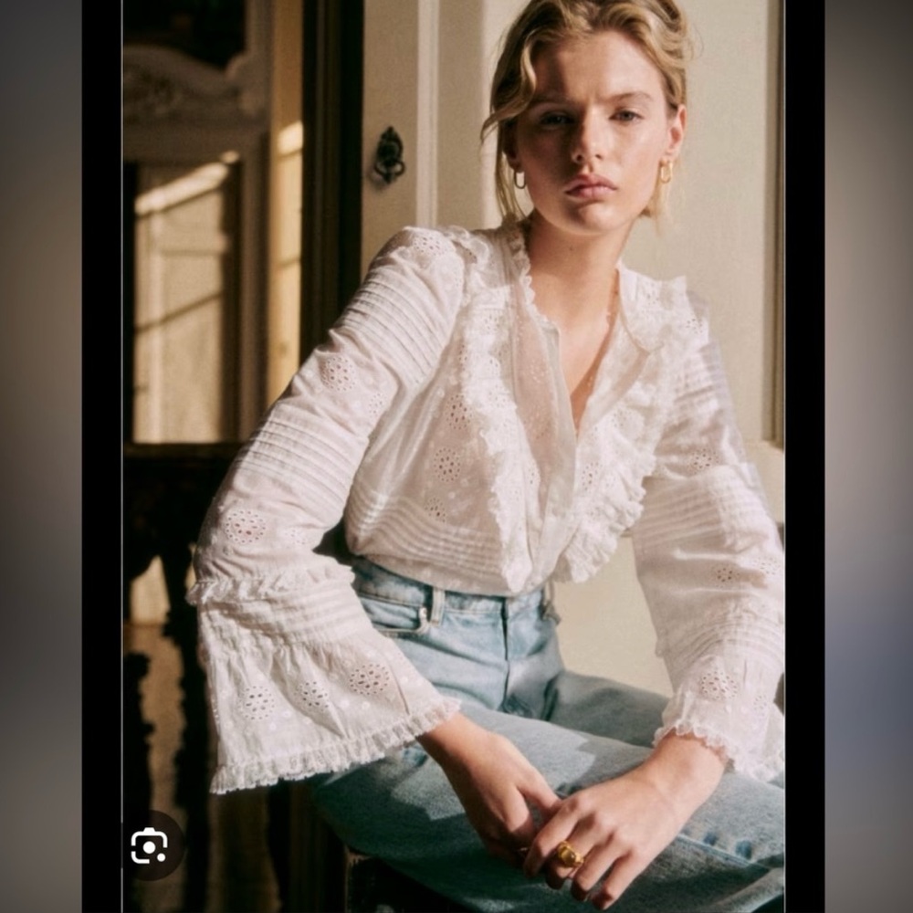 Sezane Nele Shirt Écru. - Size 34